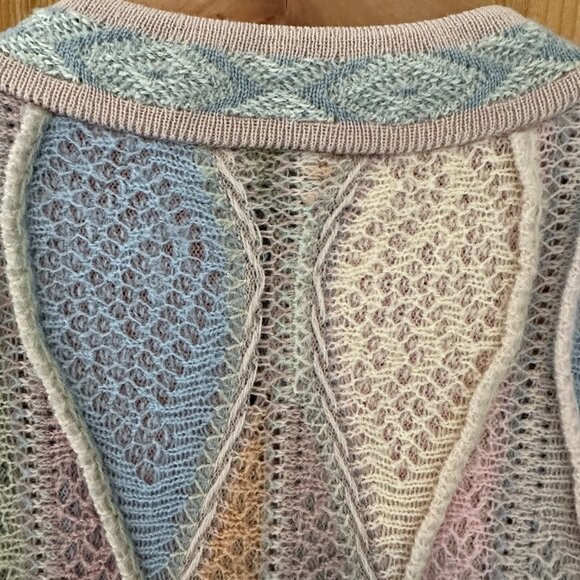 Coogi Vintage Size Medium Button Front Cardigan Sweater in Multi Pastels - Picture 5 of 8
